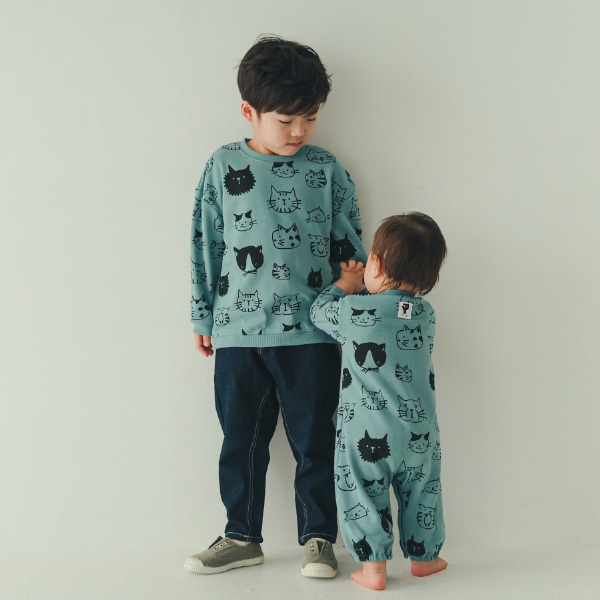 【25FW】いろんなねこ トレーナー / ブルー