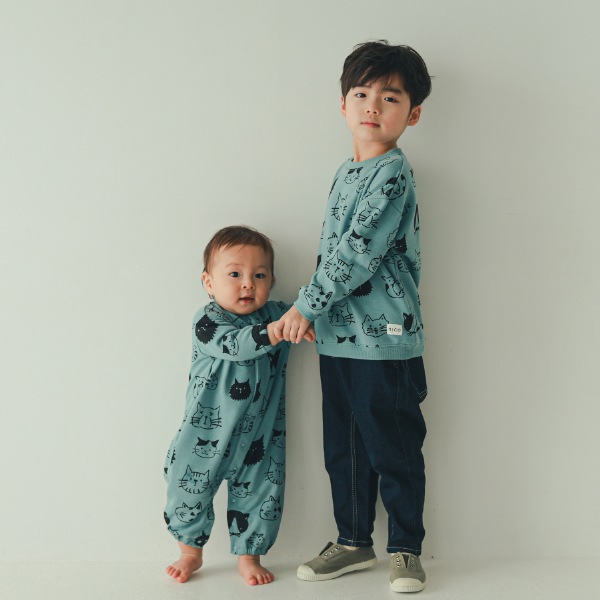 【25FW】いろんなねこ トレーナー / ブルー