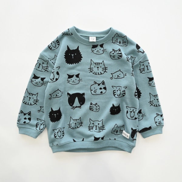 【25FW】いろんなねこ トレーナー / ブルー