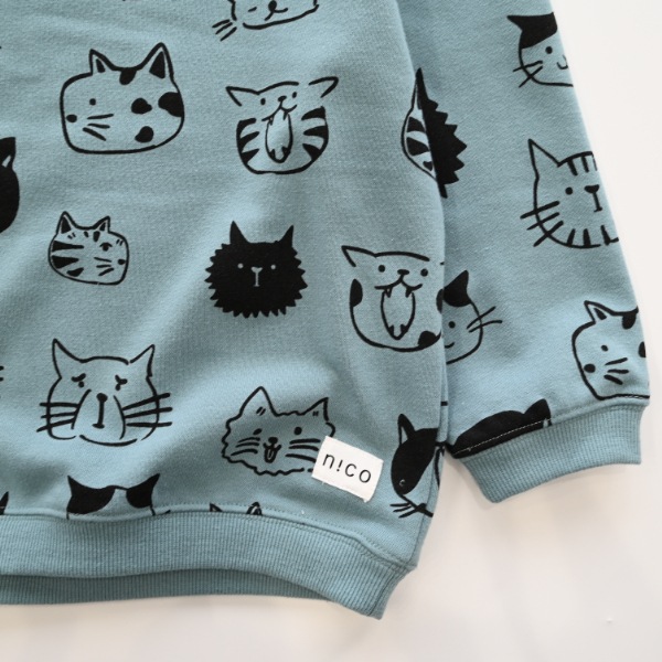 【25FW】いろんなねこ トレーナー / ブルー