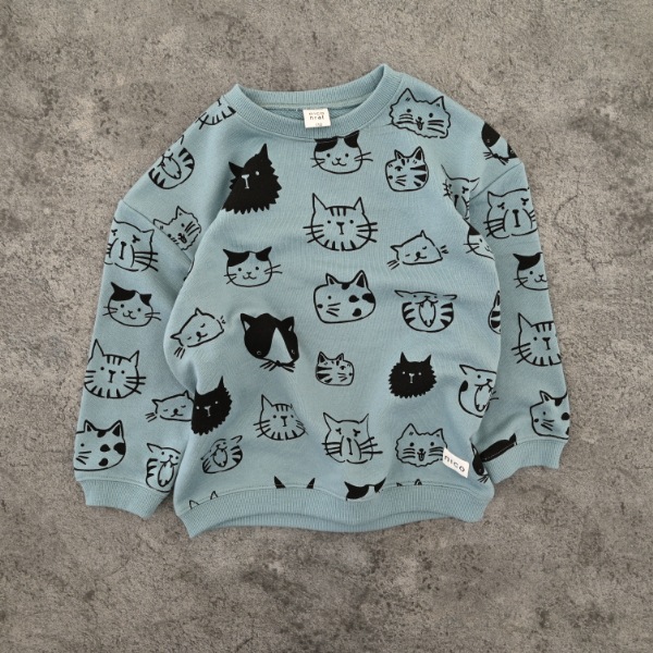 【25FW】いろんなねこ トレーナー / ブルー