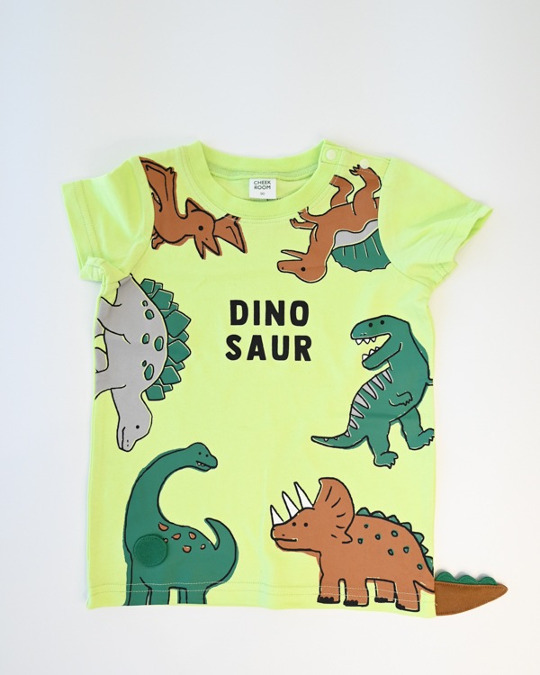 【26SS】恐竜たくさん Tシャツ / ライトグリーン