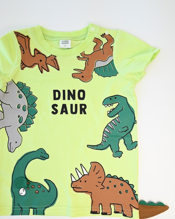【26SS】恐竜たくさん Tシャツ / ライトグリーン