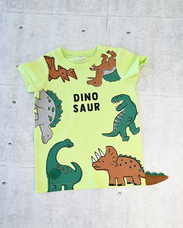 【26SS】恐竜たくさん Tシャツ / ライトグリーン