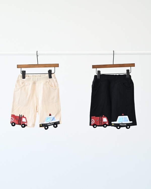【26SS】働く車 ハーフパンツ / アイボリー