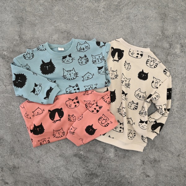 【25FW】いろんなねこ トレーナー / カメオブラウン