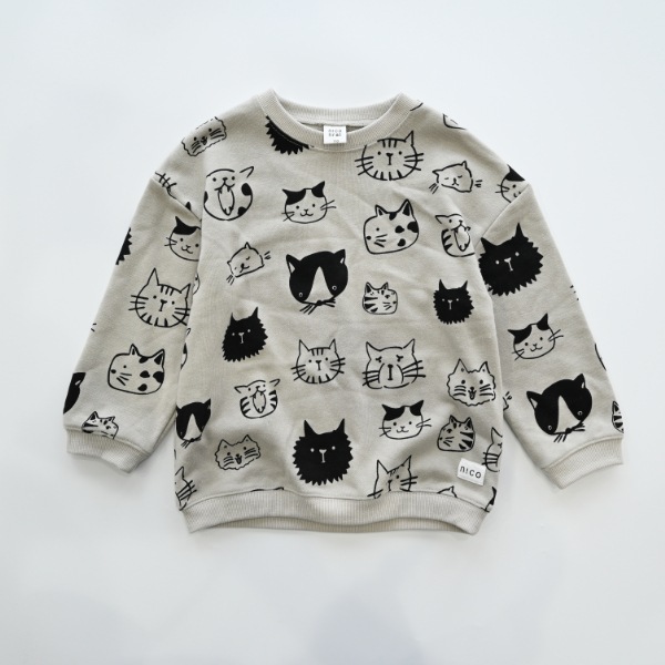 【25FW】いろんなねこ トレーナー / グレー