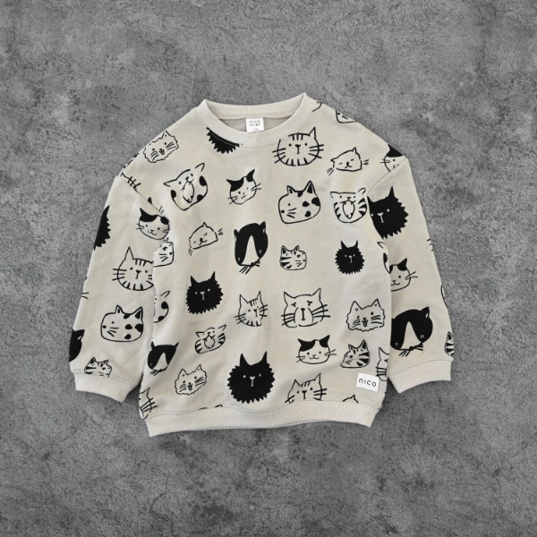 【25FW】いろんなねこ トレーナー / グレー