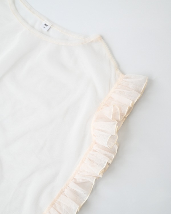 【エヌエイチティー】フリルチュールワンピース / アイボリー