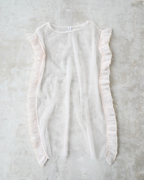 【エヌエイチティー】フリルチュールワンピース / アイボリー