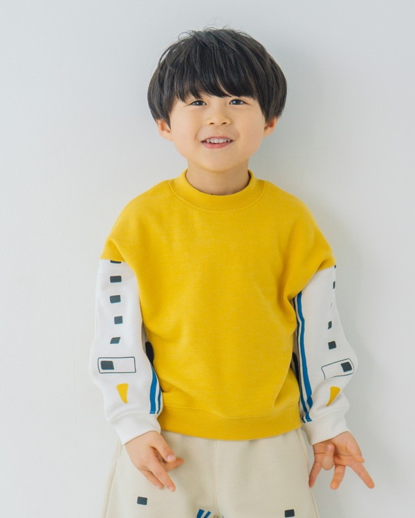 【ニコフラート】新幹線袖 トレーナー / マスタード