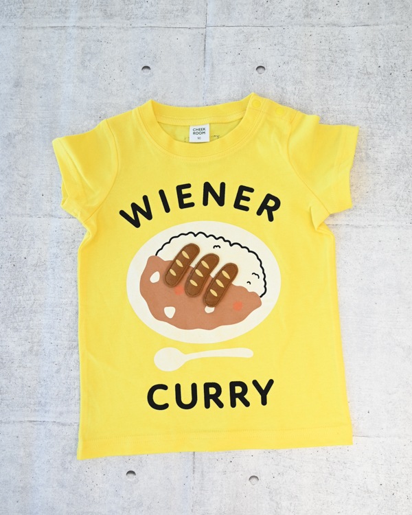 【チークルーム】ウインナーカレー Tシャツ / イエロー