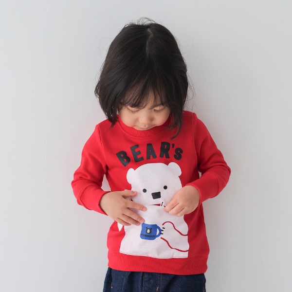 【25FW】しろくまの歯磨き　トレーナー / レッド
