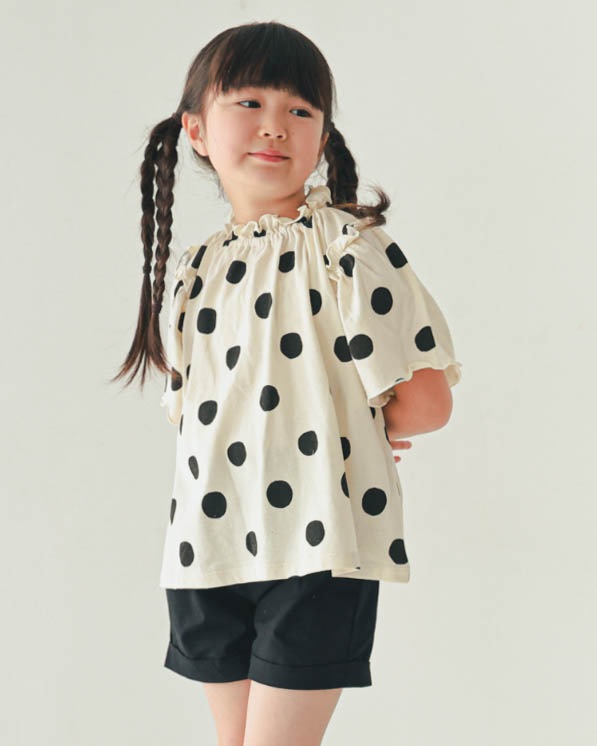 【ニコフラート】ドットギャザーＴシャツ / アイボリー