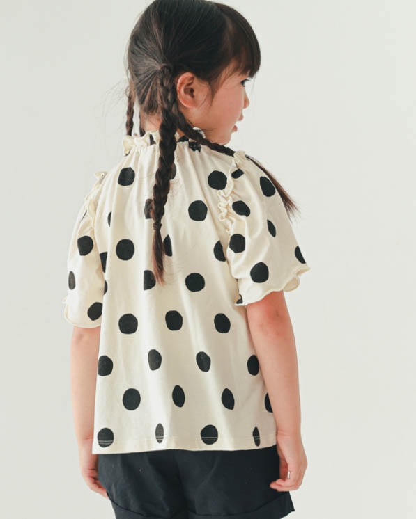 【ニコフラート】ドットギャザーＴシャツ / アイボリー