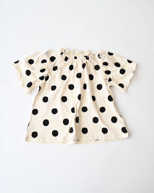 【ニコフラート】ドットギャザーＴシャツ / アイボリー