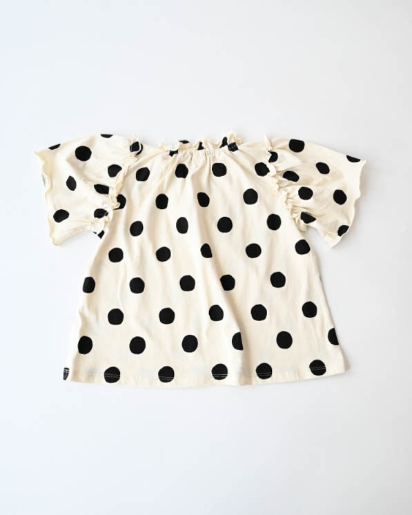 【ニコフラート】ドットギャザーＴシャツ / アイボリー