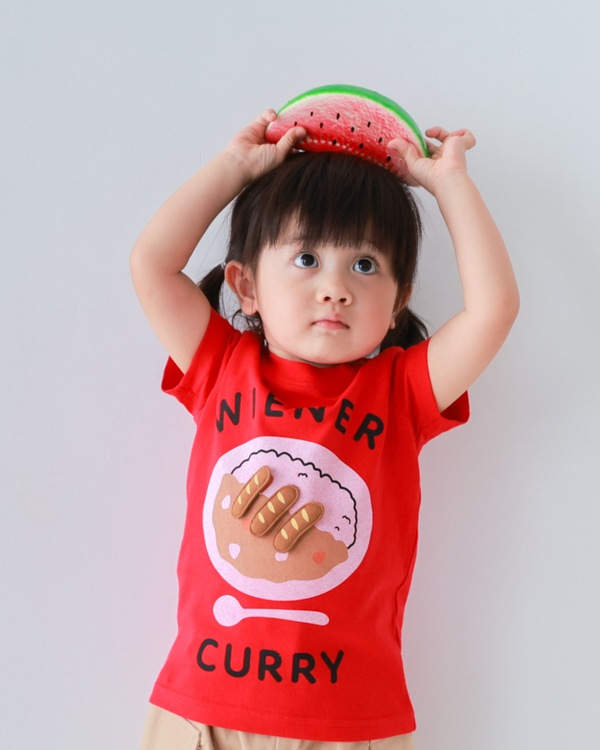 【チークルーム】ウインナーカレー Tシャツ / レッド