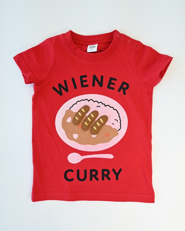 【チークルーム】ウインナーカレー Tシャツ / レッド