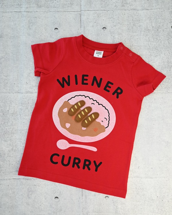 【チークルーム】ウインナーカレー Tシャツ / レッド