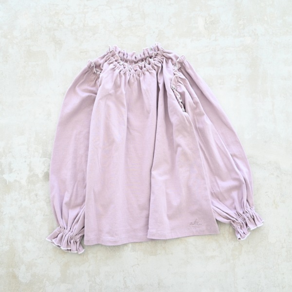 【25PS】メローギャザーロングTシャツ / ラベンダー