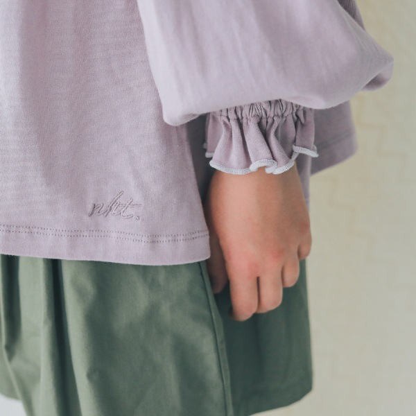 【25PS】メローギャザーロングTシャツ / ラベンダー