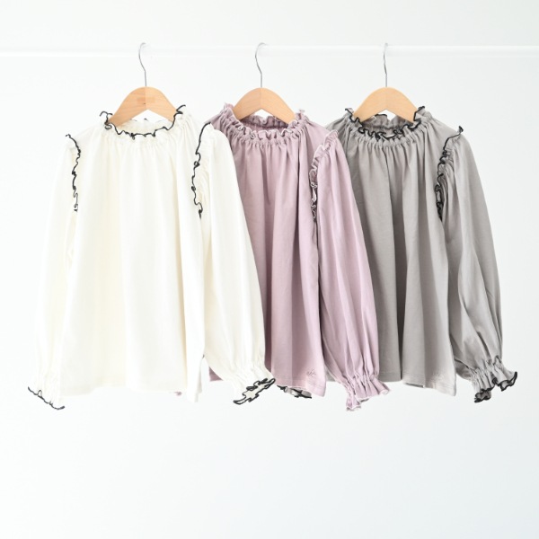 【25PS】メローギャザーロングTシャツ / ラベンダー