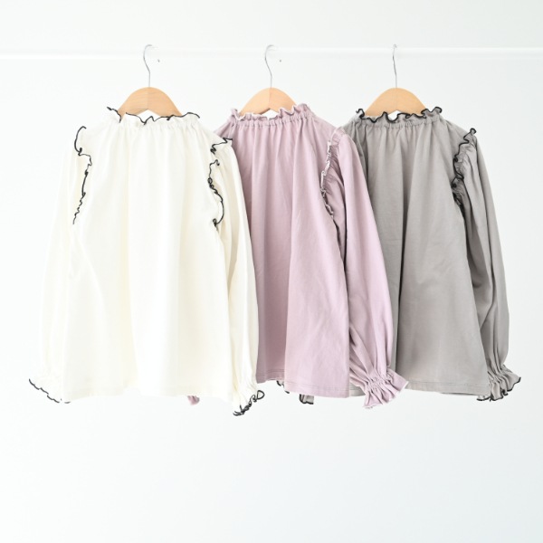 【25PS】メローギャザーロングTシャツ / ラベンダー