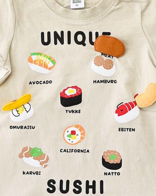 【チークルーム】ユニーク寿司 Tシャツ / アイボリー