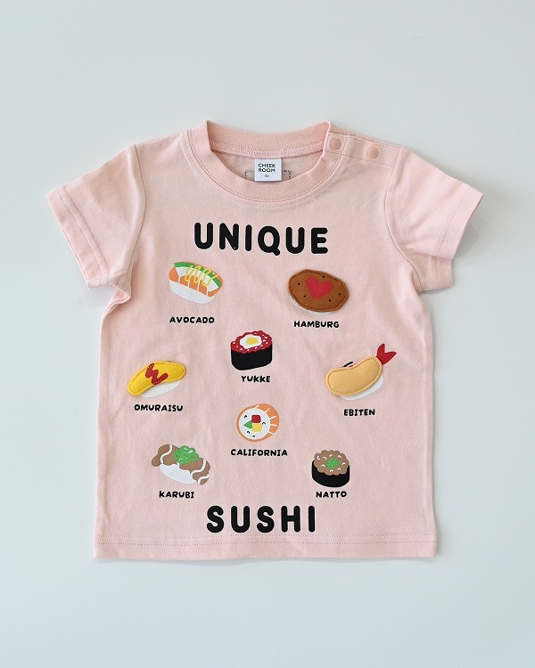 【チークルーム】ユニーク寿司 Tシャツ / ピンク  