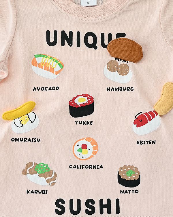 【チークルーム】ユニーク寿司 Tシャツ / ピンク  
