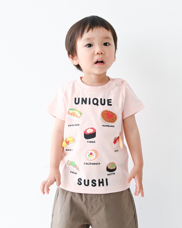 【チークルーム】ユニーク寿司 Tシャツ / ピンク  