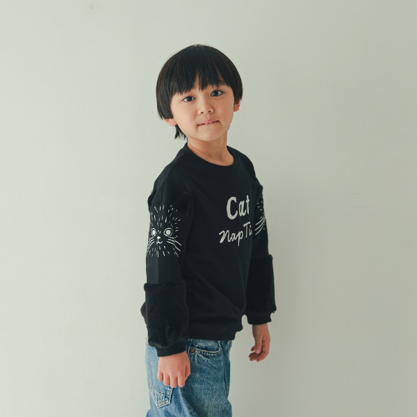 【25FW】猫袖 トレーナー / ブラック