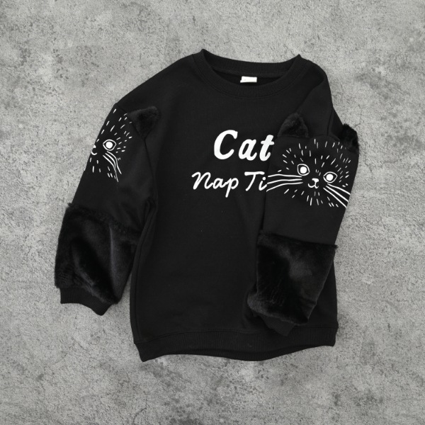 【25FW】猫袖 トレーナー / ブラック