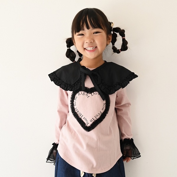 【25FW】Heart チュールロングＴシャツ / ピンク