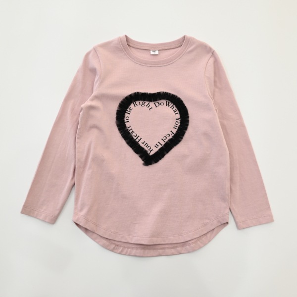 【25FW】Heart チュールロングＴシャツ / ピンク
