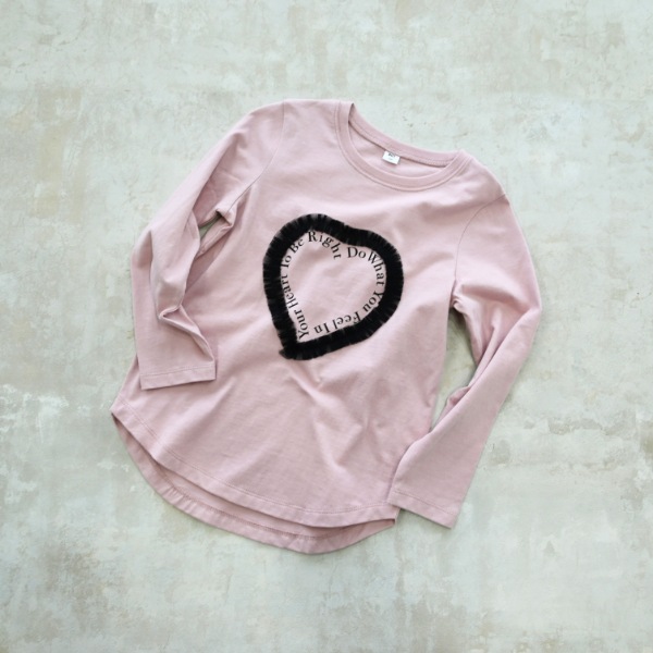 【25FW】Heart チュールロングＴシャツ / ピンク