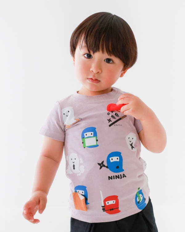 【チークルーム】おばけ忍者Tシャツ / ラベンダー