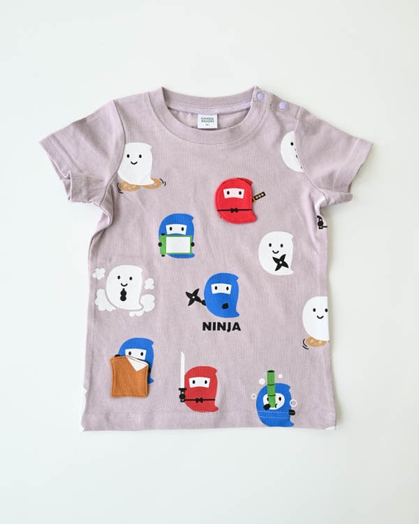 【チークルーム】おばけ忍者Tシャツ / ラベンダー