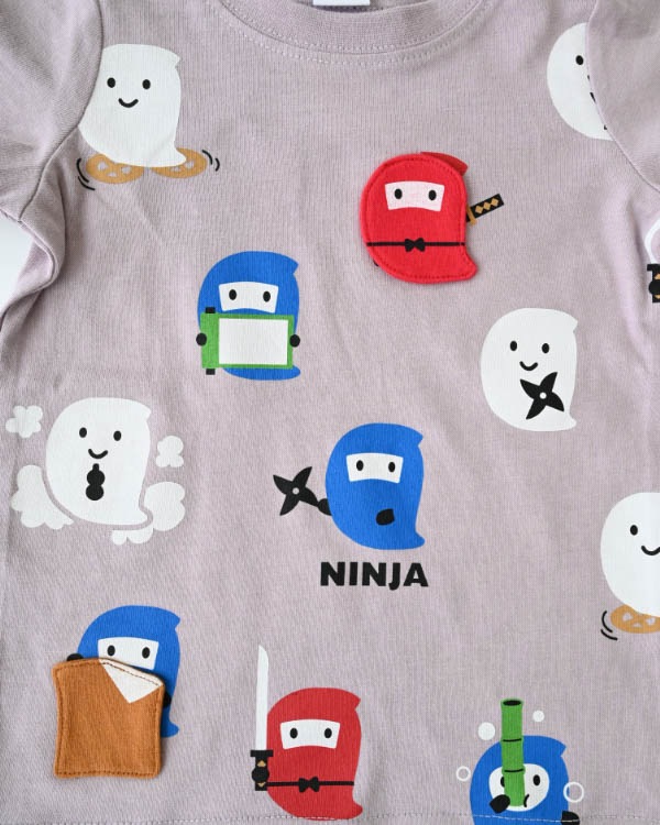【チークルーム】おばけ忍者Tシャツ / ラベンダー