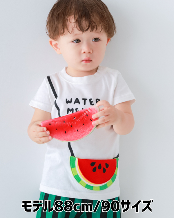 【チークルーム】すいかポシェット Tシャツ / オフホワイト