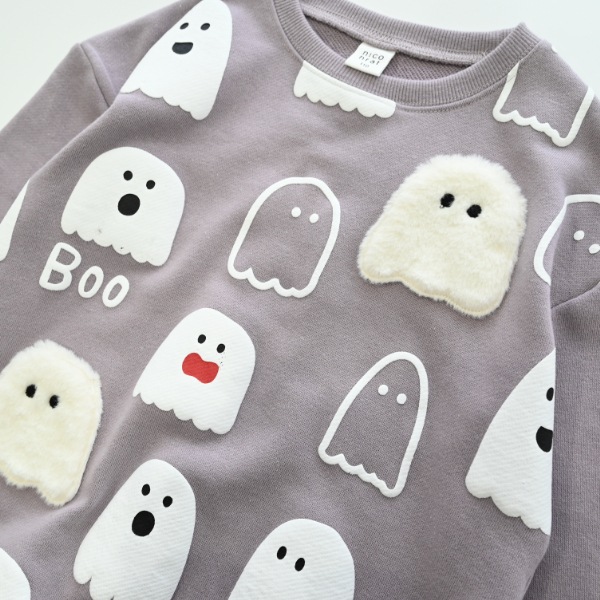 【25FW】おばけ柄 トレーナー / ラベンダー