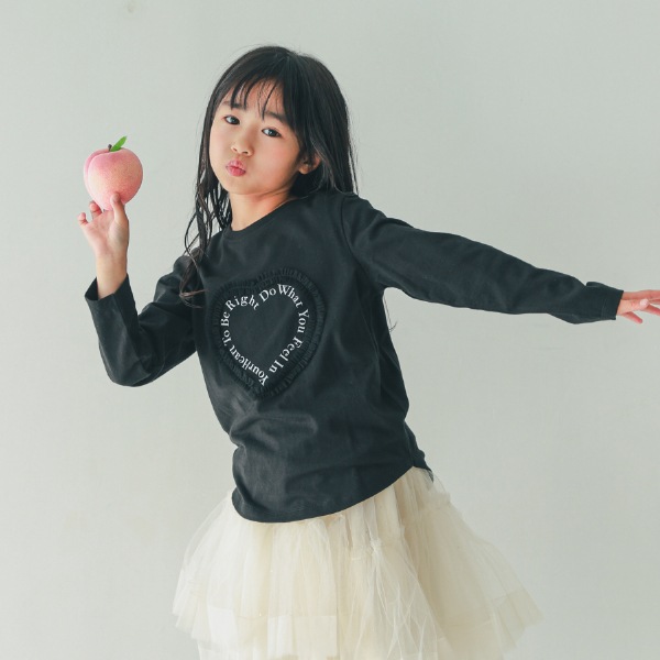 【25FW】Heart チュールロングTシャツ / ブラック