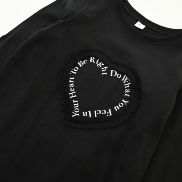 【25FW】Heart チュールロングTシャツ / ブラック