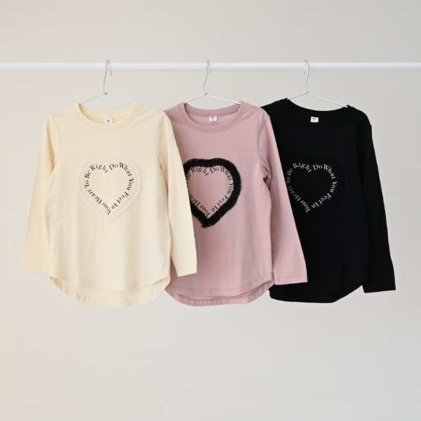 【25FW】Heart チュールロングTシャツ / ブラック