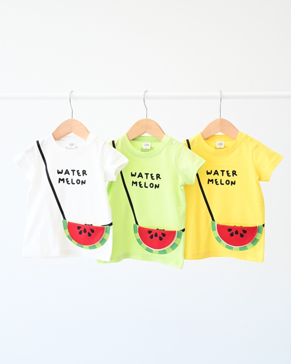 【チークルーム】すいかポシェット Tシャツ / ライトグリーン