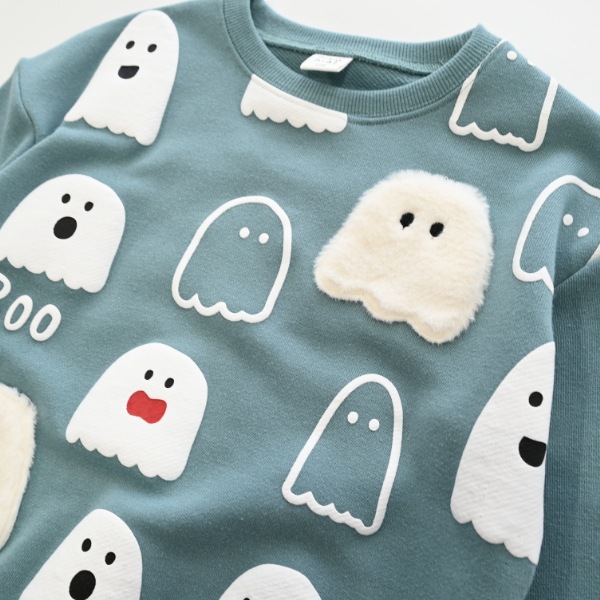 【25FW】おばけ柄 トレーナー / ブルー