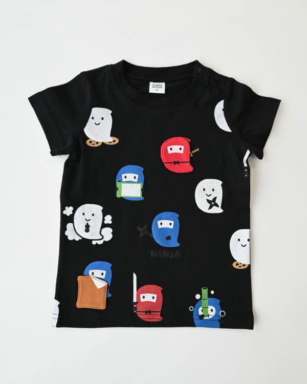 【チークルーム】おばけ忍者Ｔシャツ / ブラック