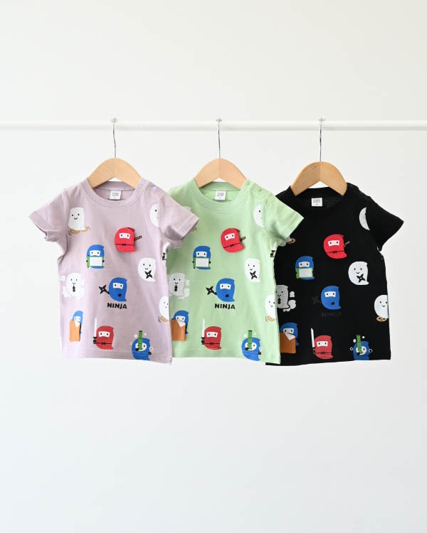 【チークルーム】おばけ忍者Ｔシャツ / ブラック