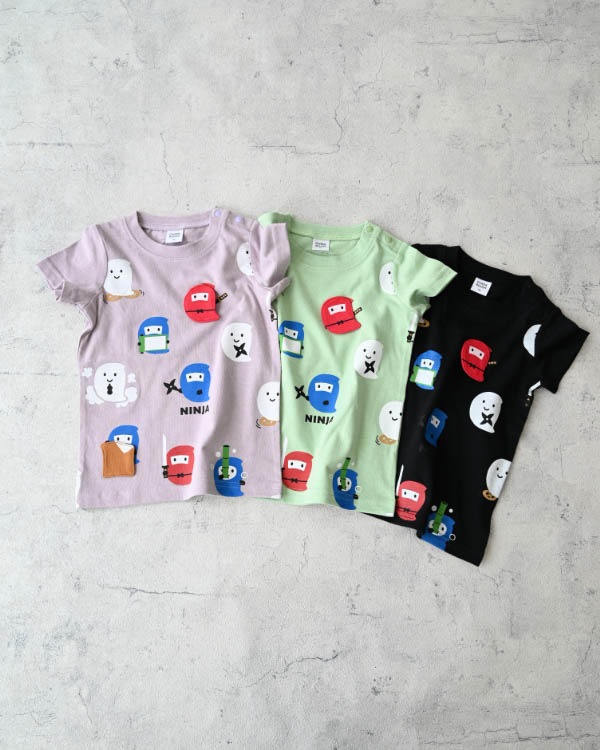 【チークルーム】おばけ忍者Ｔシャツ / ブラック